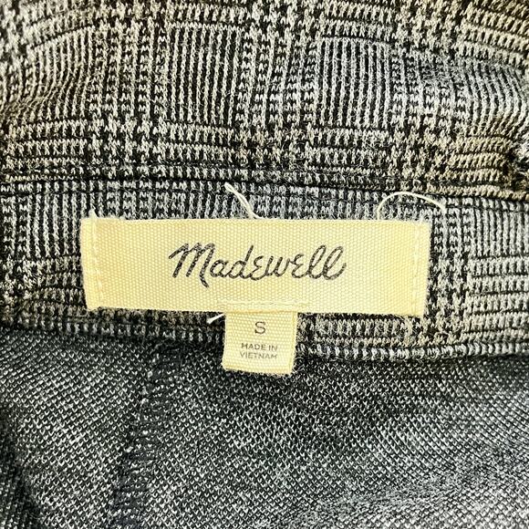 Madewell Glen Plaid Knit Oversized Blazer Women's Small Open Front Gray - Picture 3 of 4